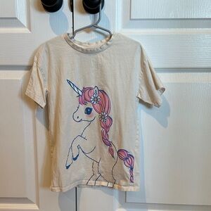 H&M size 6 Cream Unicorn Kids T-Shirt